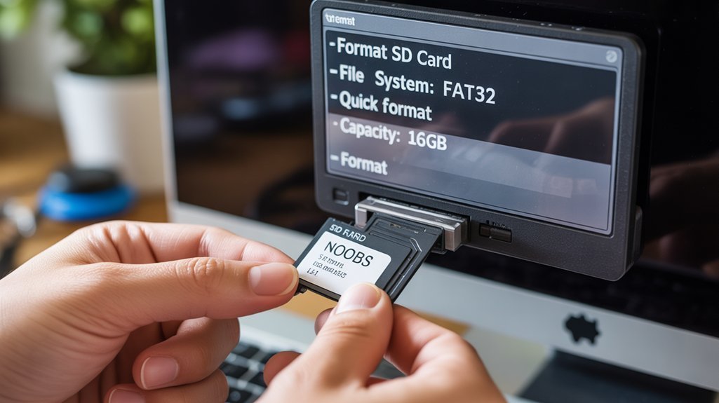 proper sd card formatting to install NOOBS on Raspberry Pi