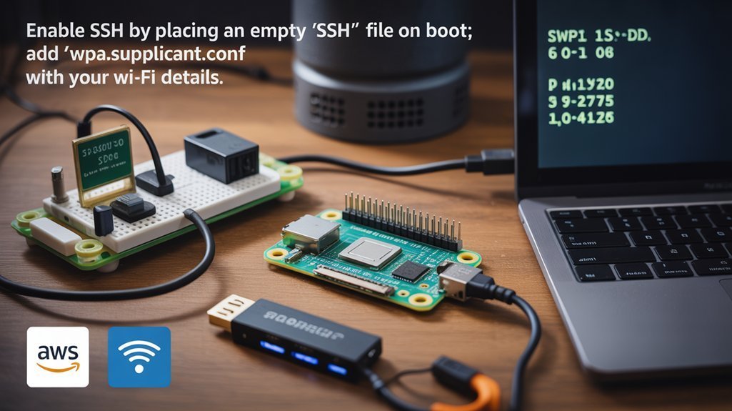 enable ssh and wi fi on a Raspberry Pi Zero Iot Device