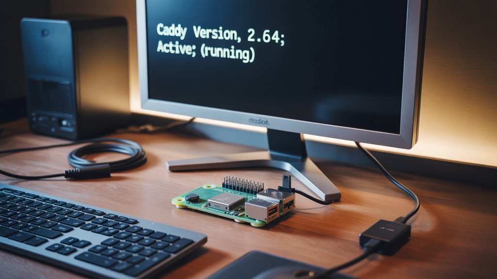 verify installation of caddy on a Raspberry Pi by checking the service and logs